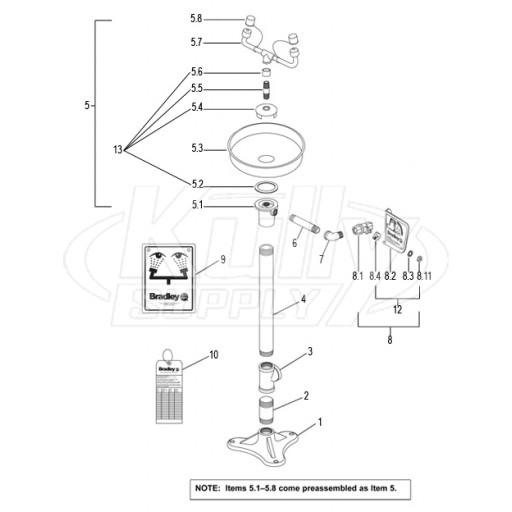 Bradley S19-210U Parts Breakdown