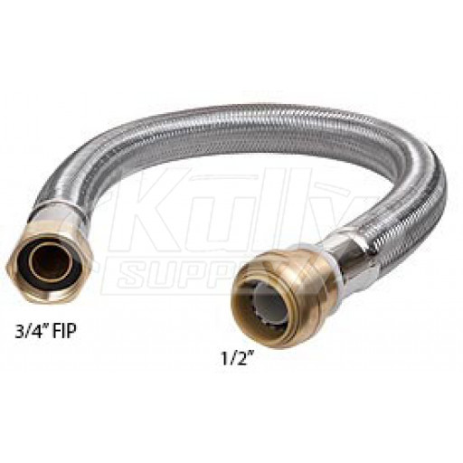 SharkBite U3068FLEX12LF 12" Stainless Steel Water Heater Connector 1/2" x 3/4" FIP - Lead Free