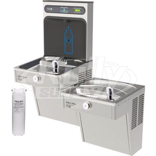 Halsey Taylor HydroBoost HTHB-HVRGRN8BL-WF GreenSpec Filtered Vandal-Resistant Dual Drinking Fountain with Bottle Filler