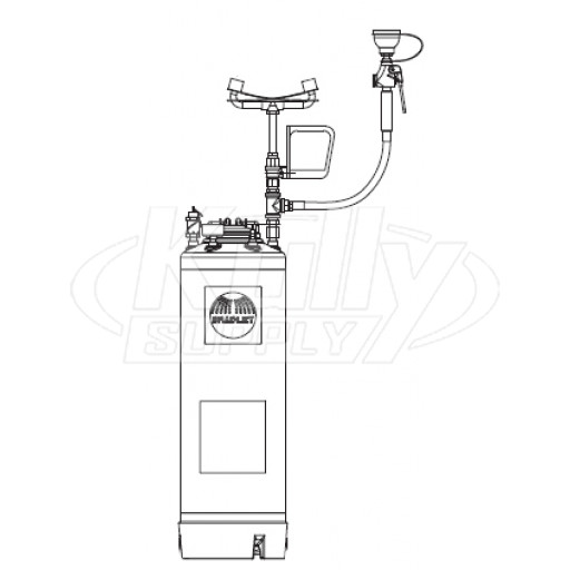 Bradley S19-680 Portable Pressurized Tank 5 Gallon (with Eyewash and Drench Hose 8') (Discontinued)