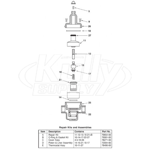 Speakman SE-370 Mixing Valve Parts Breakdown