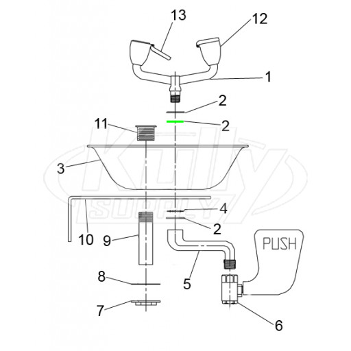 Speakman SE-490 Eye/Face Wash Parts Breakdown