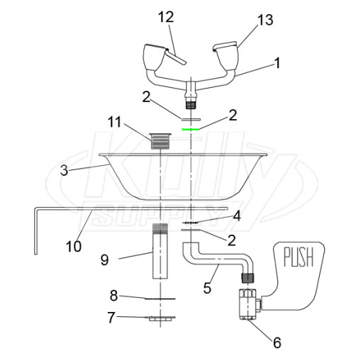 Speakman SE-490-ADA Eye-Face Wash Parts Breakdown