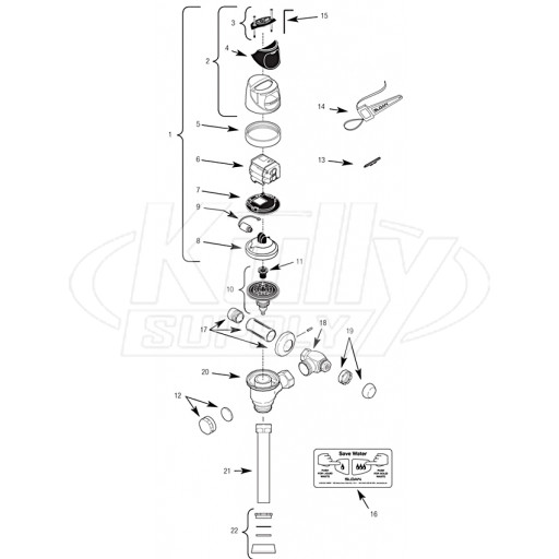 Sloan ECOS Flushometer Parts Breakdown