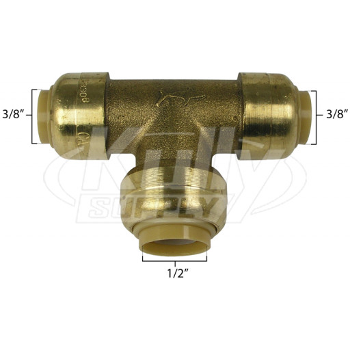 Sharkbite U364LF 3/8" x 3/8" x 1/2" Bullnose Tee - Lead Free 