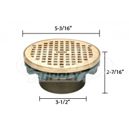 Zurn ZB400-5BZ Z400 "TYPE BZ" Round Leveling Strainer - Polished Bronze Top