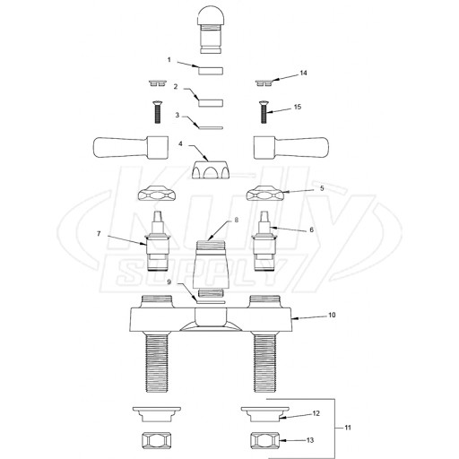 Zurn Z812 4" Centerset Faucet (Swing Spouts) Parts Breakdown
