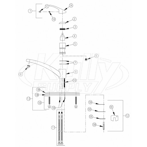 Zurn Z82300-CP8 Faucet Parts Breakdown