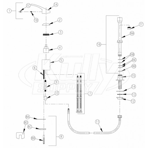Zurn Z824S0 Faucet Parts Breakdown 