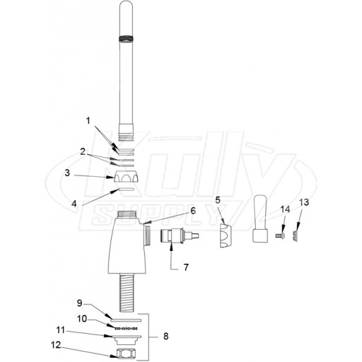 Zurn Gooseneck Single Control Lab Faucet Parts Breakdown