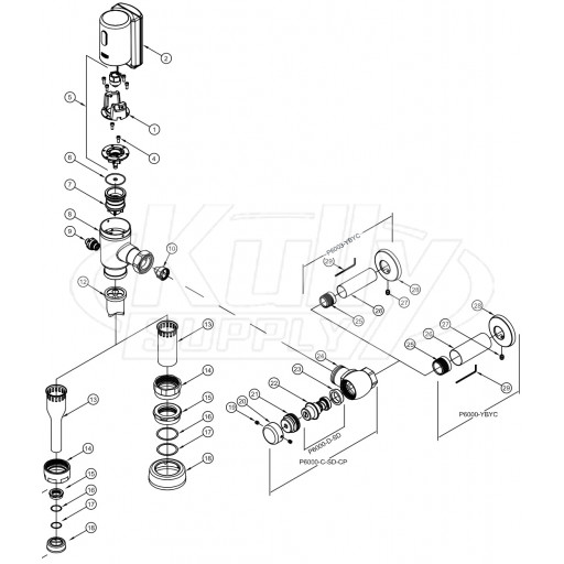 Zurn ZTR6200-W2 Connected Series Flush Valve Parts Breakdown