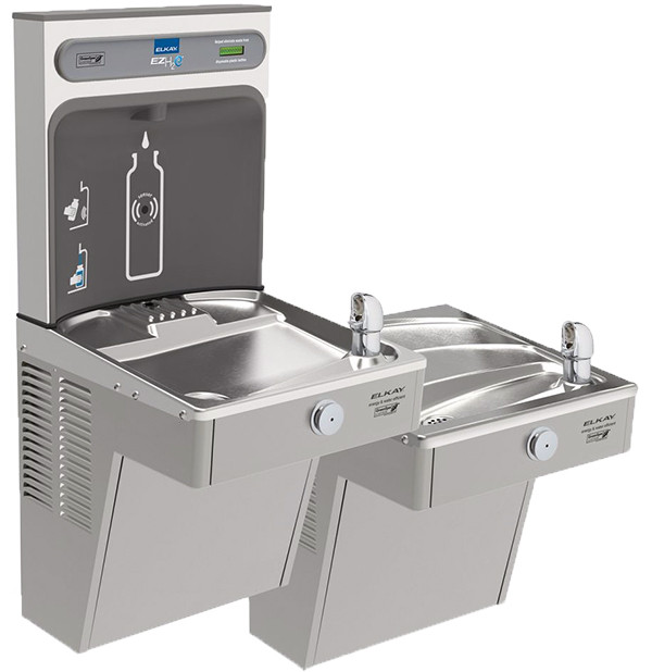 Elkay EZH2O LVRCGRNTL8WSK GreenSpec Filtered Vandal-Resistant Dual Drinking Fountain with Bottle Filler