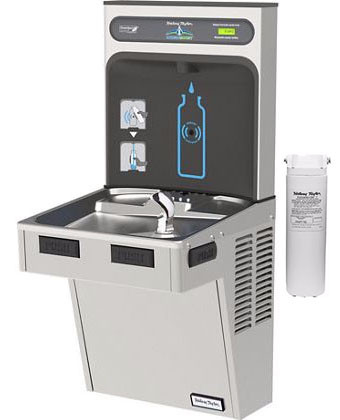 Halsey Taylor HydroBoost HTHB-HAC8WF-SS Filtered Stainless Steel Drinking Fountain with Bottle Filler