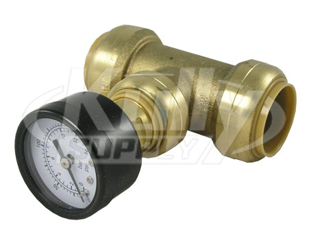 SharkBite 24438 Pressure Gauge (with 3/4" Tee) Lead Free