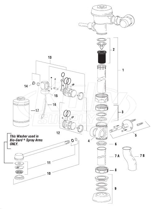 Sloan Slimline BPW Flushometer Parts Breakdown