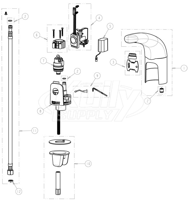 Chicago 116.101.AB.1 Hytronic Traditional Sensor Faucet Parts Breakdown