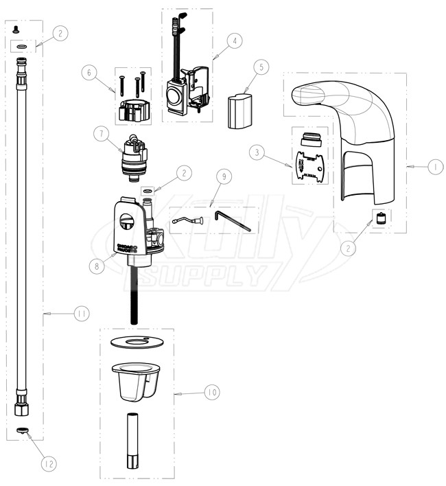 Chicago 116.201.AB.1 Hytronic Traditional Sensor Faucet Parts Breakdown
