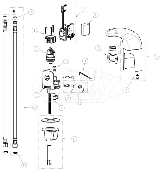 Chicago 116.211.AB.1 Hytronic Traditional Sensor Faucet Parts Breakdown