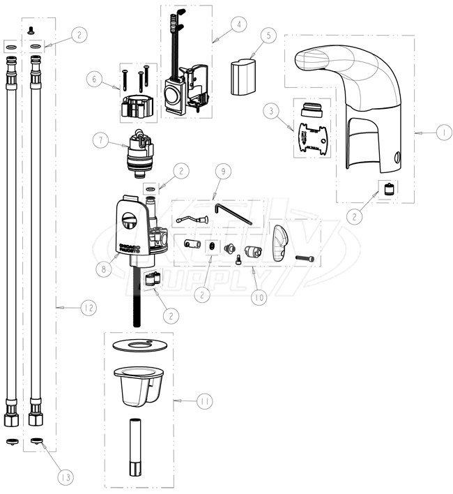 Chicago 116.221.AB.1 Hytronic Traditional Sensor Faucet Parts Breakdown