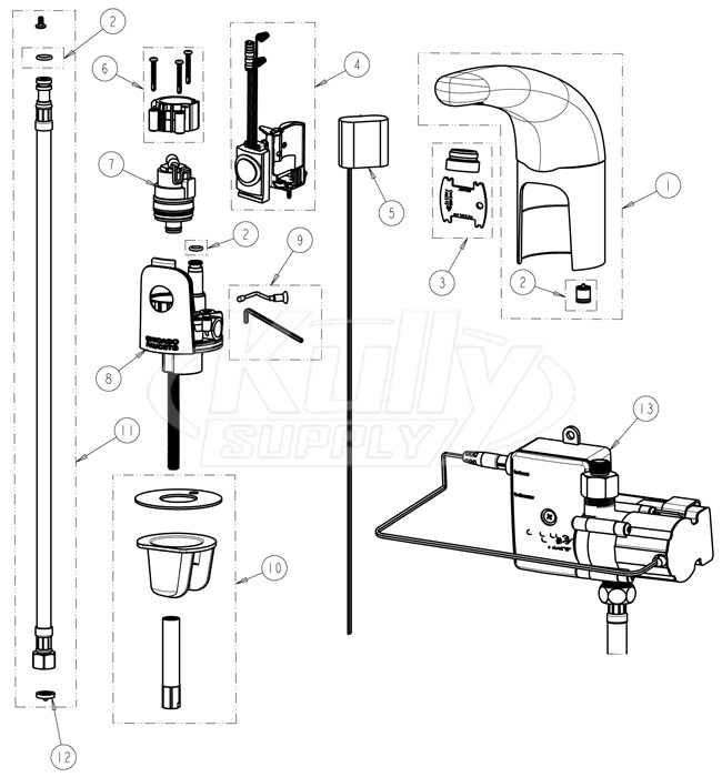 Chicago 116.901.AB.1 Hytronic Traditional Sensor Faucet Parts Breakdown