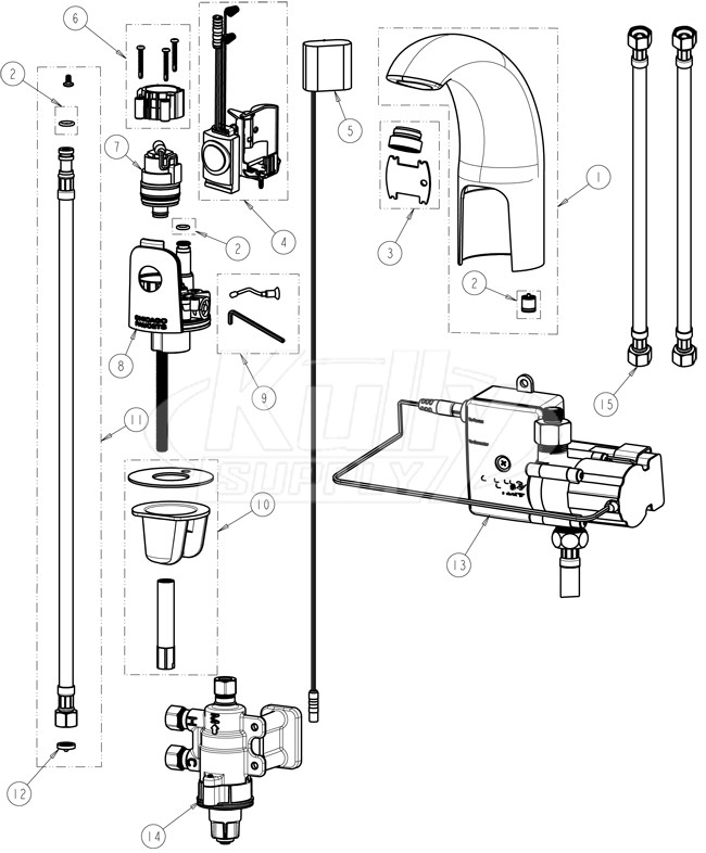 Chicago 116.922.AB.1 Hytronic Contemporary Sensor Faucet Parts Breakdown