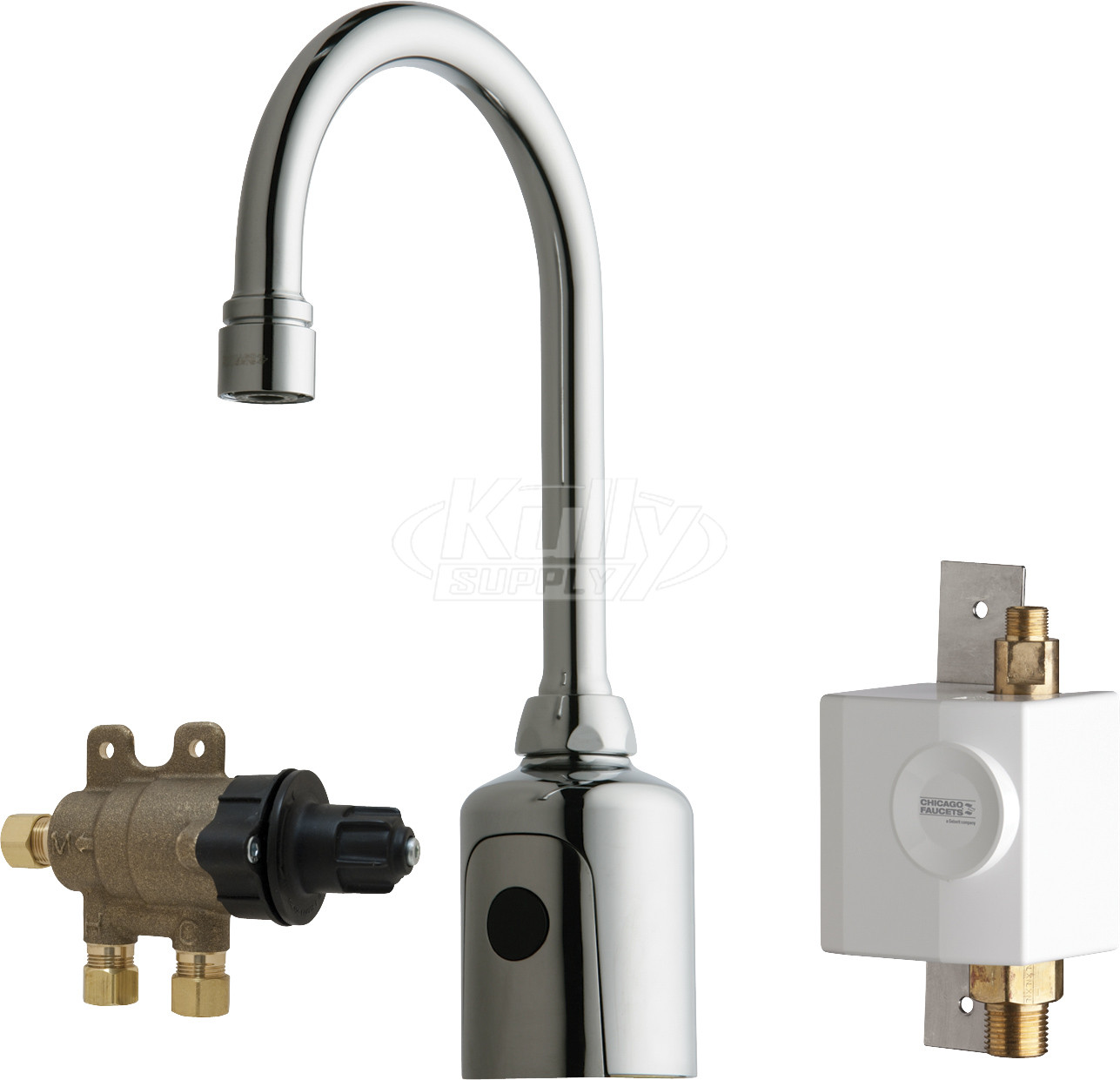 Chicago 116.973.AB.1 HyTronic Gooseneck Sink Faucet with Dual Beam Infrared Sensor
