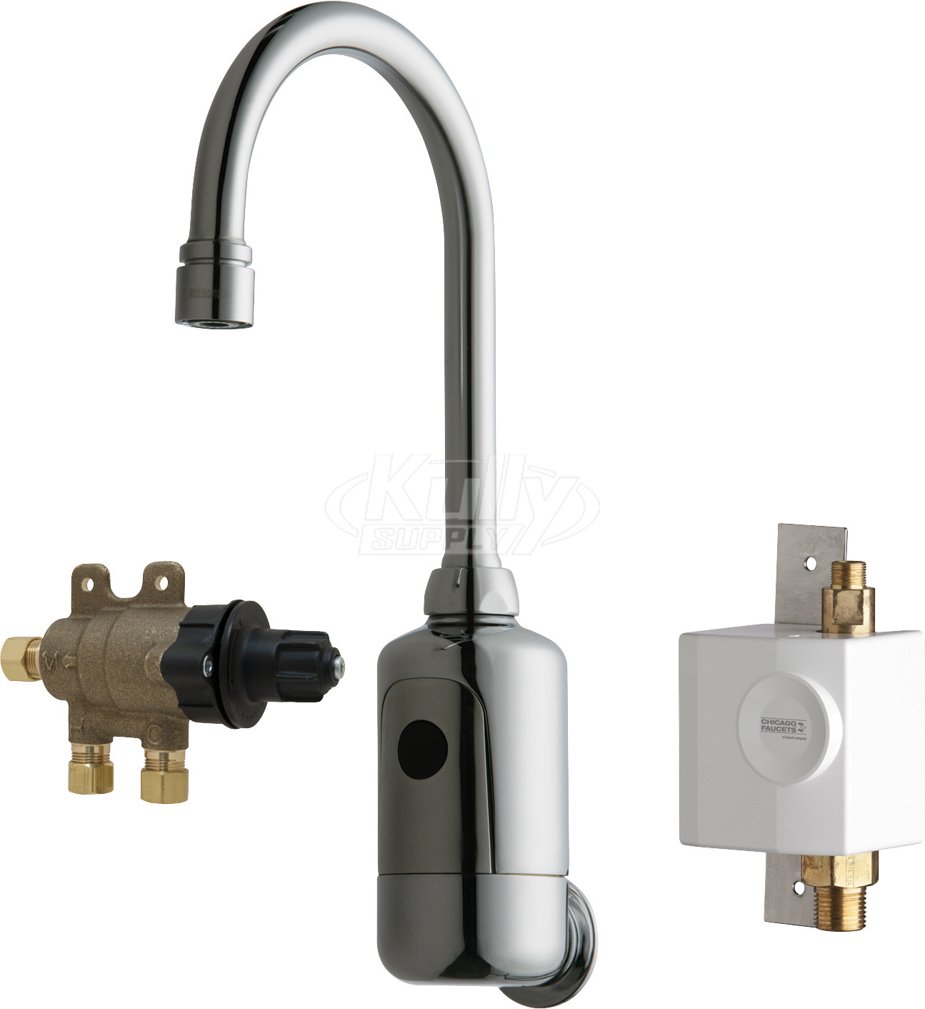 Chicago 116.974.AB.1 HyTronic Gooseneck Sink Faucet with Dual Beam Infrared Sensor