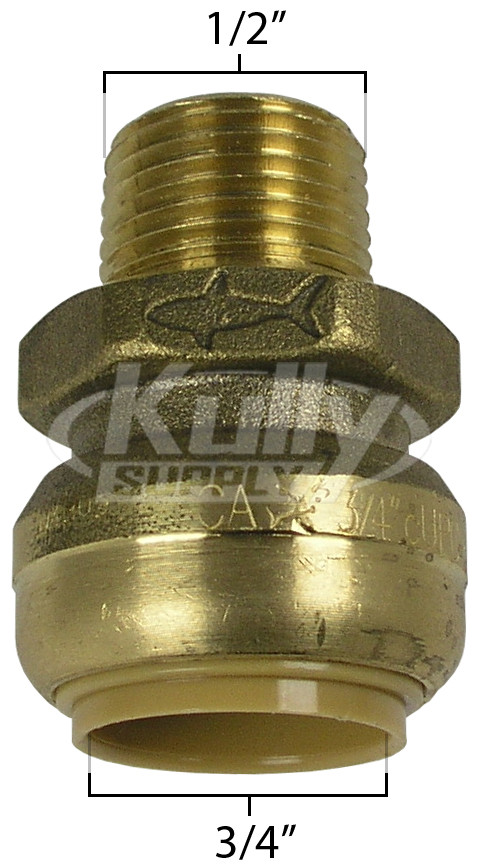 SharkBite U138LF Bullnose Connector 3/4" x 1/2" MNP - Lead Free