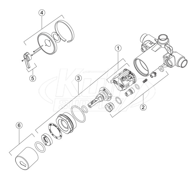 Chicago Pressure Balancing Tub & Shower Valve W/ Trim Parts Breakdown