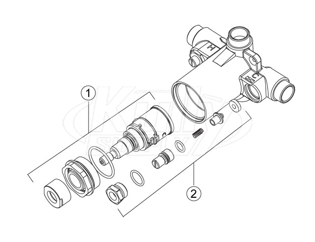 Chicago Pressure Balancing Tub & Shower Valve Only Parts Breakdown