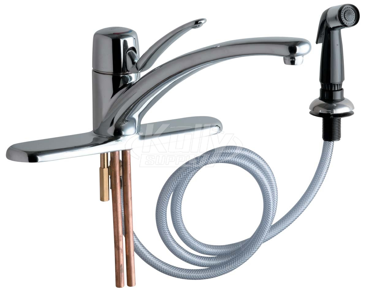 Chicago 2301-8ABCP Single Lever Hot and Cold Water Mixing Sink Faucet with Side Spray