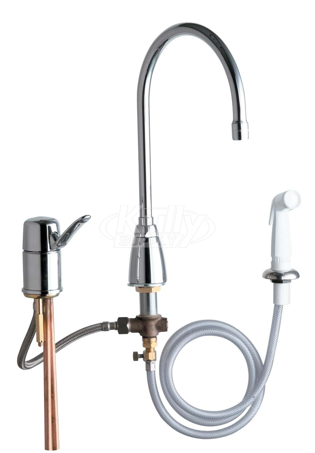 Chicago 2304-CP Kitchen Faucet w/ Side Spray (Discontinued)