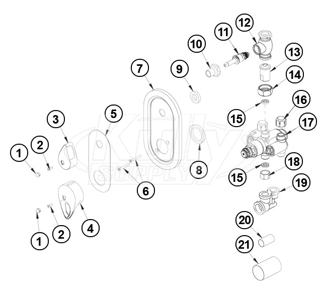 Chicago Pressure Balancing Shower Valve W/ Trim Parts Breakdown