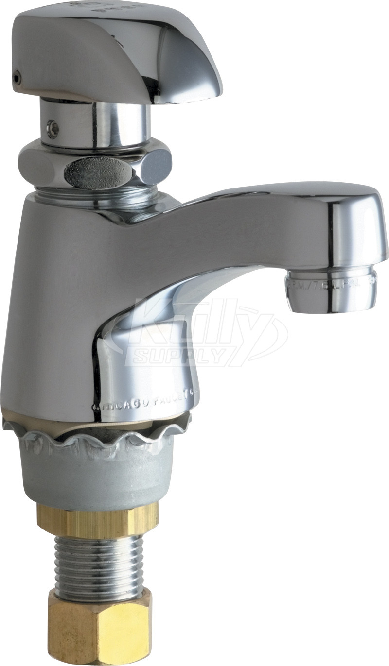 Chicago 335-E12COLDABCP Single Supply Metering Sink Faucet