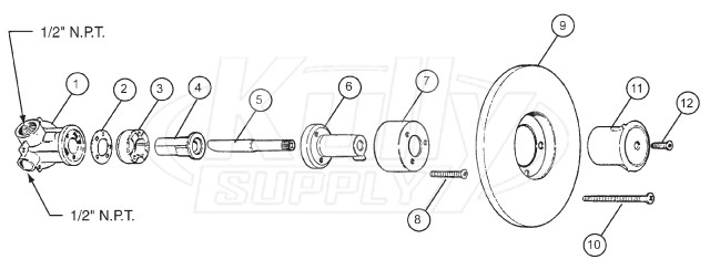 Bradley Bradtrol Shower Valve For Individual Showers Parts Breakdown 