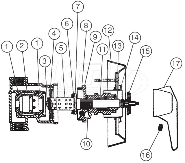 Bradley Pressure Balancing Mixing Valve For Panelon and Wall Showers Parts Breakdown