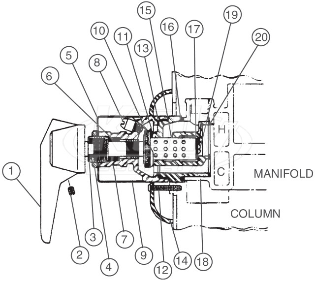 Bradley Pressure Balancing Mixing Valve For Column Showers Parts Breakdown