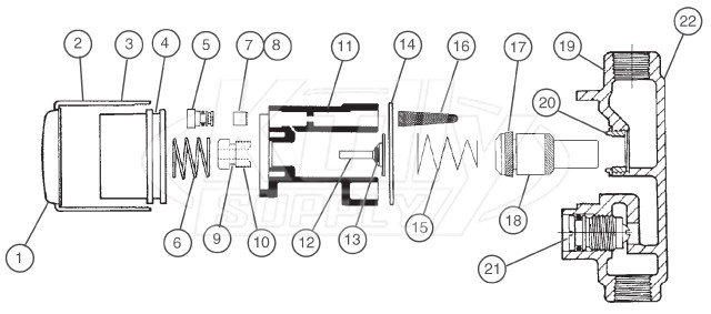 Bradley Touch 'N Flo Shower Valve Parts Breakdown