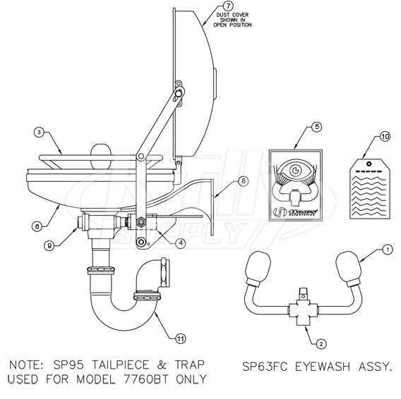 Haws 7760b 7760bt Eye Face Wash Parts Breakdown Kullysupply Com