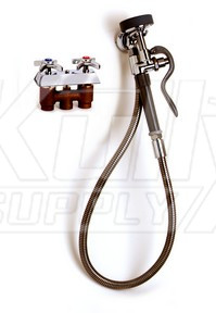 T&S Brass B-0105 Pre-Rinse Spray Valve, Wall Hook Outlet, & Flexible Stainless Steel Hose