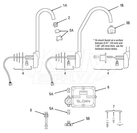 Sloan Optima Plus(R) EBF-550 Faucet Parts Breakdown