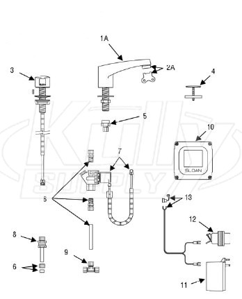Sloan Optima(R) ETF-660 Faucet Parts Breakdown