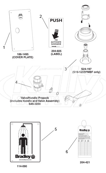 Bradley S19-125SFMBF Parts Breakdown