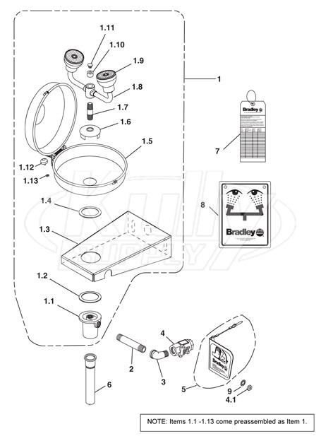 Bradley S19-220DCSS Parts Breakdown