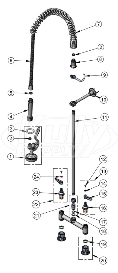 T&S Brass B-0123-B Series Pre-Rinse Parts Breakdown