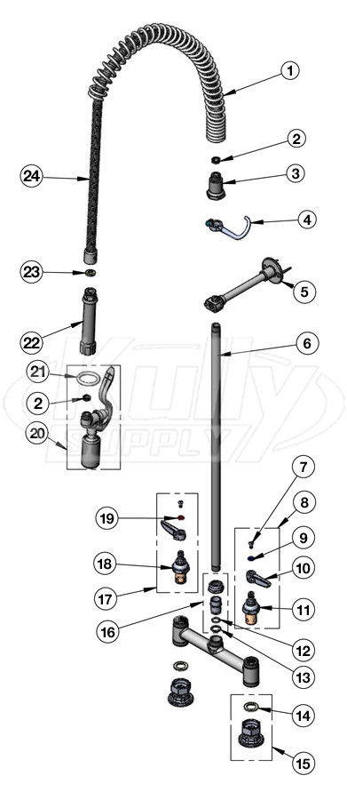 T&S Brass B-0123-BC Series Pre-Rinse Parts Breakdown