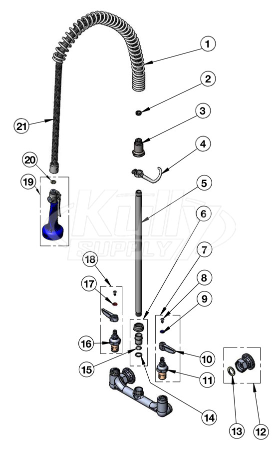 T S Brass B 0133 B08 Series Pre Rinse Parts Breakdown Kullysupply Com