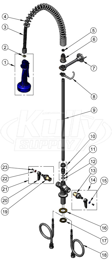 T&S Brass B-0113-08 Series Pre-Rinse Parts Breakdown