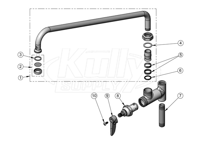 T&S Brass B-0157 18" Add-On Faucet Parts Breakdown