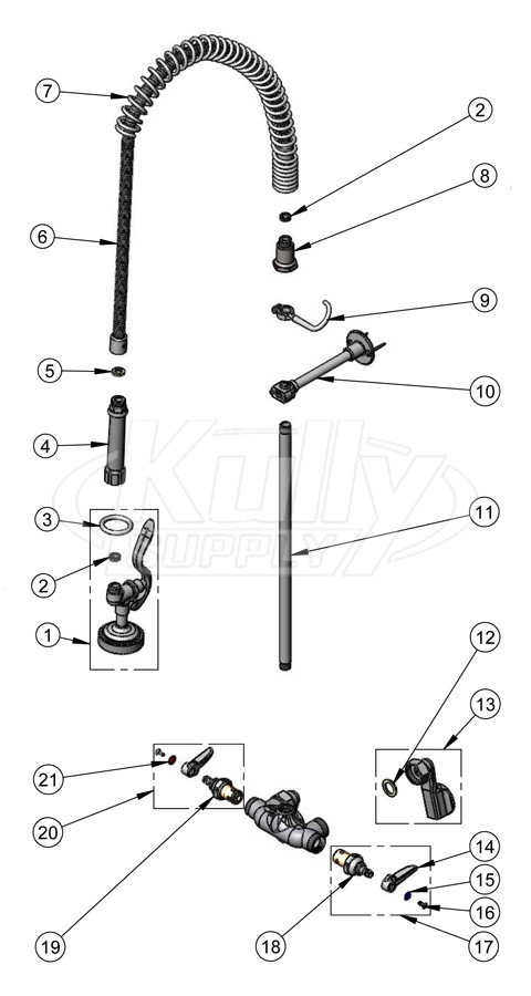 T&S Brass B-2261-B Series Pre-Rinse Parts Breakdown